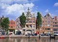 Wealthy ancient mansion in Amsterdam canal belt, Netherlands Royalty Free Stock Photo