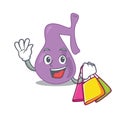 Wealthy gall bladder cartoon character with shopping bags