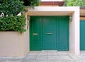 Wealthy house external entrance metallic green door