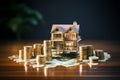 Wealthy vision Money and house model, emphasizing finance and banking