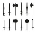 Weapon ancient black silhouette flat icon set