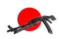 Weapon - Assault rifle Japan of a flag background Royalty Free Stock Photo