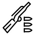 Weapon and bullets icon, outline style