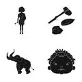 Weapon, hammer, elephant, mammoth .Stone age set collection icons in black style vector symbol stock illustration web.