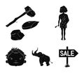 Weapon, hammer, elephant, mammoth .Stone age set collection icons in black style vector symbol stock illustration web.