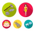 Weapon, hammer, elephant, mammoth .Stone age set collection icons in flat style vector symbol stock illustration web.