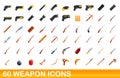 60 weapon icons set, cartoon style Royalty Free Stock Photo
