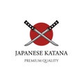 Weapon katana vintage icon minimalist vector logo illustration design
