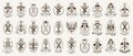 Weapon logos big vector set, vintage heraldic military emblems collection, classic style heraldry design elements, ancient knives