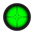Weapon night sight, sniper rifle optical scope. Hunting gun viewfinder with crosshair. Aim, shooting mark symbol Royalty Free Stock Photo