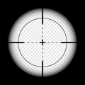 Weapon sight, sniper rifle optical scope on black background. Hunting gun viewfinder with crosshair. Aim, shooting mark Royalty Free Stock Photo