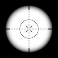 Weapon sight, sniper rifle optical scope on black background. Hunting gun viewfinder with crosshair. Aim, shooting mark Royalty Free Stock Photo