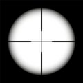 Weapon sight, sniper rifle optical scope on black background. Hunting gun viewfinder with crosshair. Aim, shooting mark Royalty Free Stock Photo