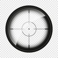 Weapon sight, sniper rifle optical scope. Hunting gun viewfinder with crosshair. Aim, shooting mark symbol. Military Royalty Free Stock Photo