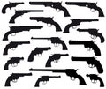 Weapon silhouett collection, revolvers Royalty Free Stock Photo