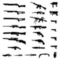 Weapon silhouette set Royalty Free Stock Photo