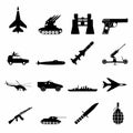 16 weapon simple icons set