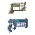 Weapon vector space gun blaster laser gun with futuristic handgun and fantastic raygun of aliens in space illustration