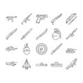 weapon war gun military army icons set vector Royalty Free Stock Photo