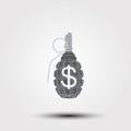 Weapons explosion and money icon. Royalty Free Stock Photo