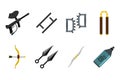 Weapons icon set, flat style