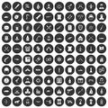 100 weapons icons set black circle