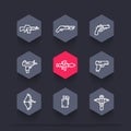 Weapons icons set in linear style