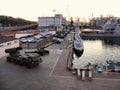 Weapons, military equipment, Marine Passenger Terminal, naval ships on the Sea Breeze in port Odessa, Ukraine - July 2019 Royalty Free Stock Photo