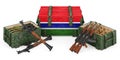 Weapons, military supplies in Gambia, concept. 3D rendering