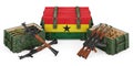 Weapons, military supplies in Ghana, concept. 3D rendering