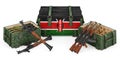 Weapons, military supplies in Kenya, concept. 3D rendering