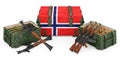 Weapons, military supplies in Norway, concept. 3D rendering