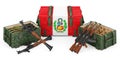 Weapons, military supplies in Peru, concept. 3D rendering