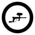 Weapons for paintball icon black color in circle round Royalty Free Stock Photo