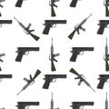 Weapons vector handgun pistol submachine hand gun handgun military bullet handgun ammunition army tool seamless pattern