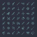 Weapons vector icons set, Arms solid symbol
