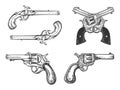 Weapons vintage historical set sketch vector