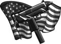 design of weapont Uzi with ameican flag vector illustration