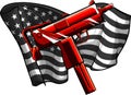 weapont Uzi with ameican flag vector illustration