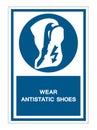 Wear anti static shoes Symbol Sign Isolate On White Background,Vector Illustration EPS.10