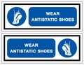 Wear Anti Static Shoes Symbol Sign ,Vector Illustration, Isolate On White Background Label. EPS10