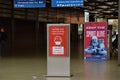 Wear a face mask sign at St Pancras station, London