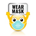 Wear face mask vector sign Royalty Free Stock Photo