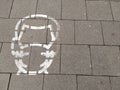 Wear face masks sign on pavement shows pictogram of a person wearing a face mask to prevent disease COVID 19 infections for face