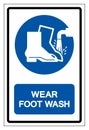 Wear Foot Wash Symbol Sign ,Vector Illustration, Isolate On White Background Label. EPS10