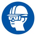 Wear Hard Hat and Chemical Goggles Symbol Sign ,Vector Illustration, Isolate On White Background Label. EPS10