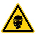 Wear Head Safety Glasses and Earmuff Symbol Sign, Vector Illustration, Isolate On White Background Label .EPS10