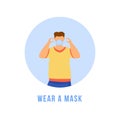 Wear mask flat detailed icon