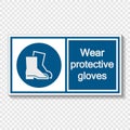 Symbol Wear protective footwear sign label on transparent background