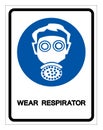 Wear Respirator Symbol Sign,Vector Illustration, Isolated On White Background Label. EPS10